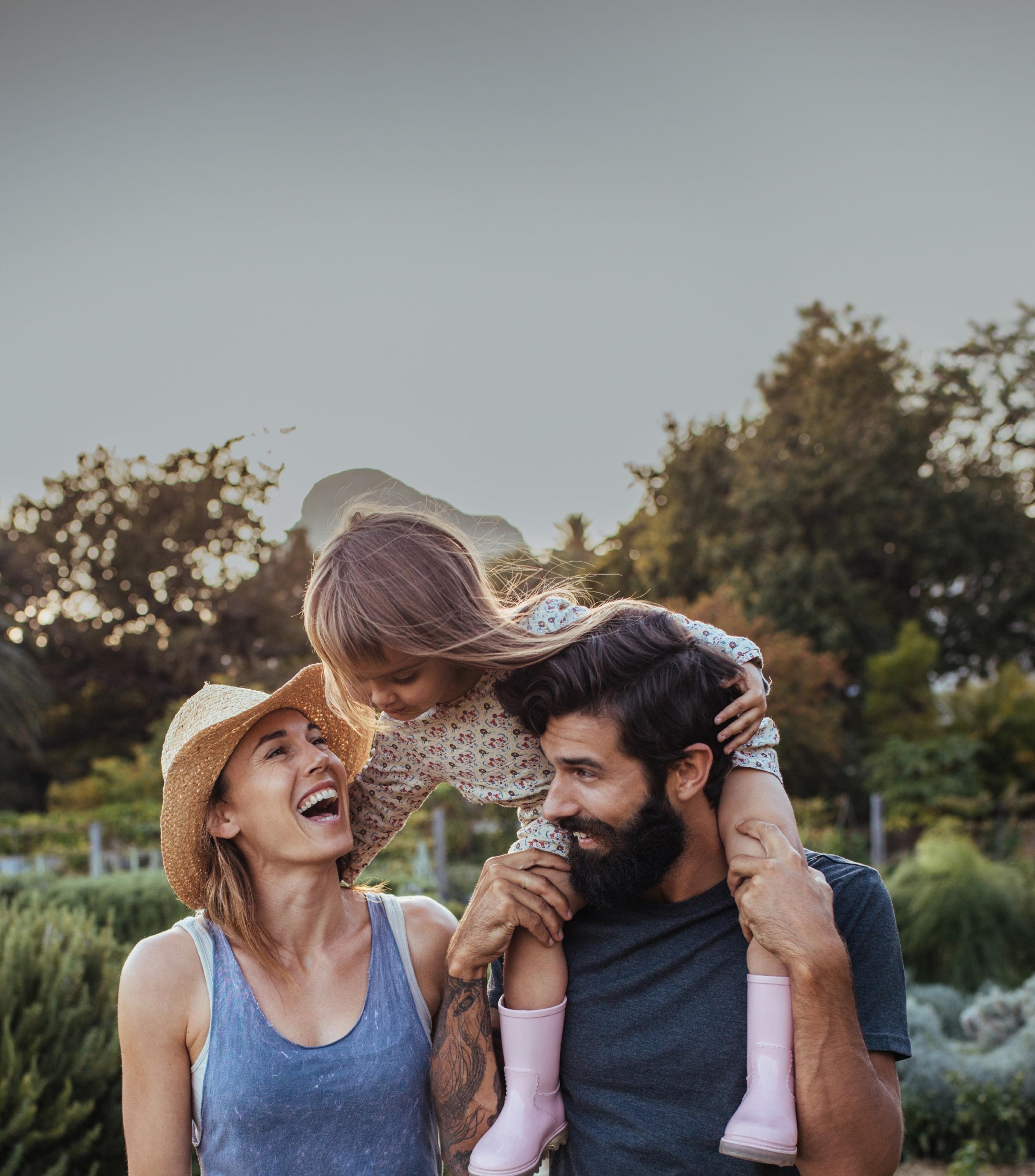 Family laughing together